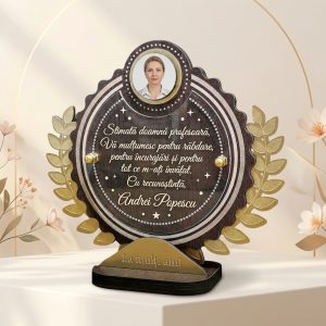 Trofeu Personalizat – Cu Fotografie Pentru Doamna Profesoara, Cadou 8 Martie