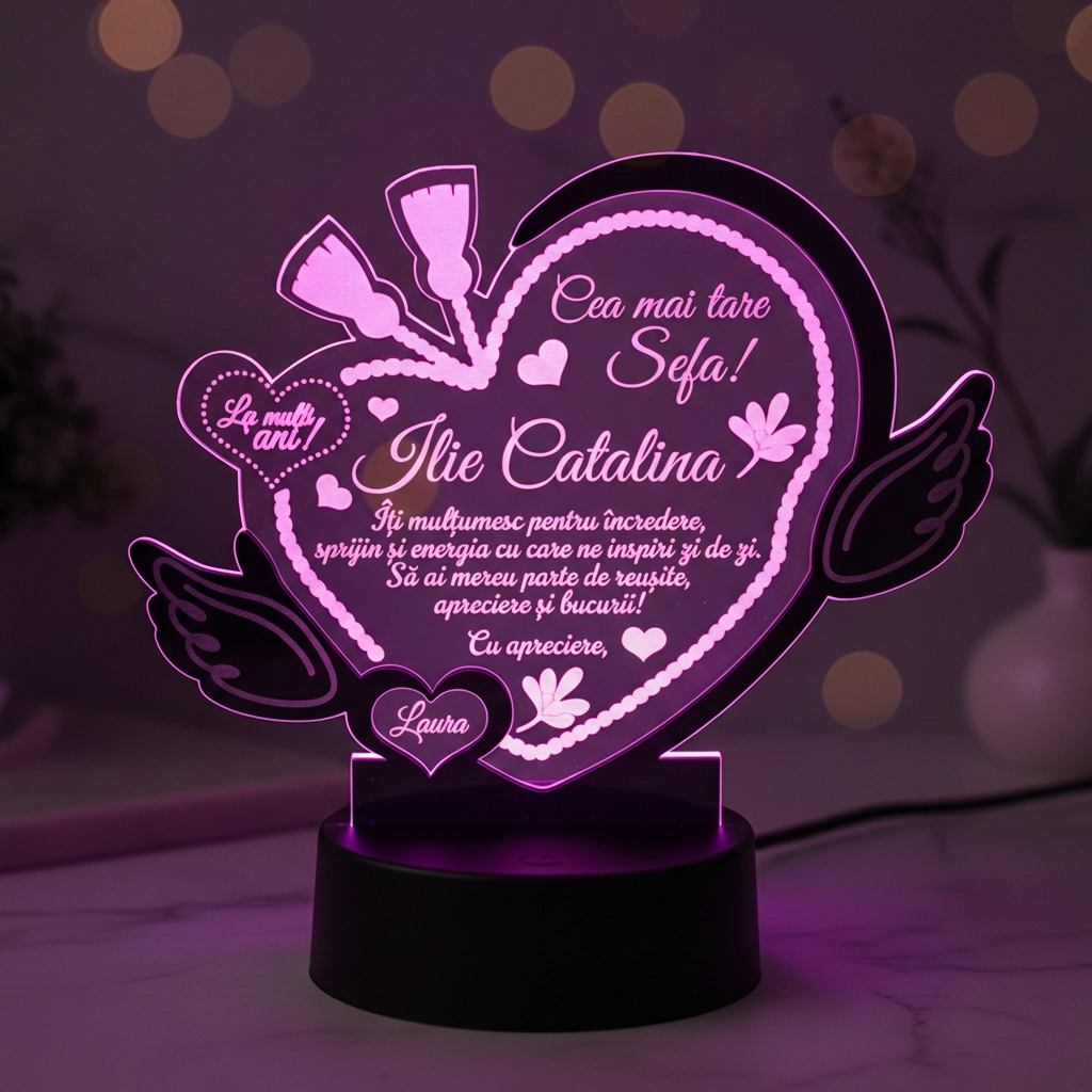 Trofeu Led Personalizat – Cea Mai Tare Sefa de 8 martie
