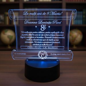 Diploma Led Personalizata – La Multi Ani De 8 Martie pentru profesoara