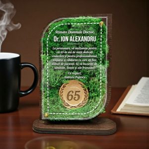 Trofeu Personalizat cu Licheni Pentru Pensionare – Doctor