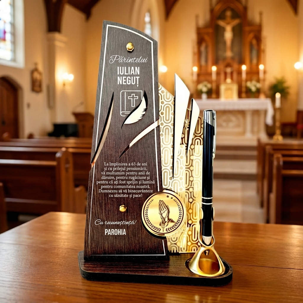 Trofeu Personalizat De Pensionare Pentru Preot