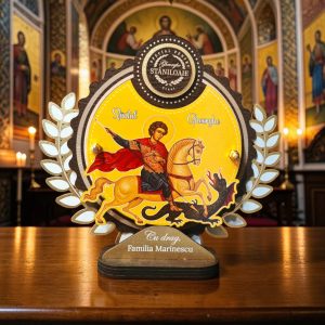 Trofeu Personalizat Crestin cu Sfantul Gheorghe - Serbarea numelui