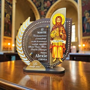 Trofeu Personalizat Cu Sfantul Cuvios Alexie – Ziua numelui