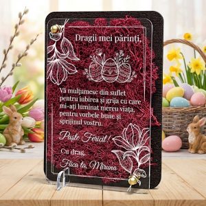 Felicitare De Paste cu licheni – Pentru Parinti Cu Mesaj Personalizat