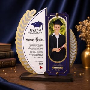 Trofeu personalizat absolvire cu poza si mesaj
