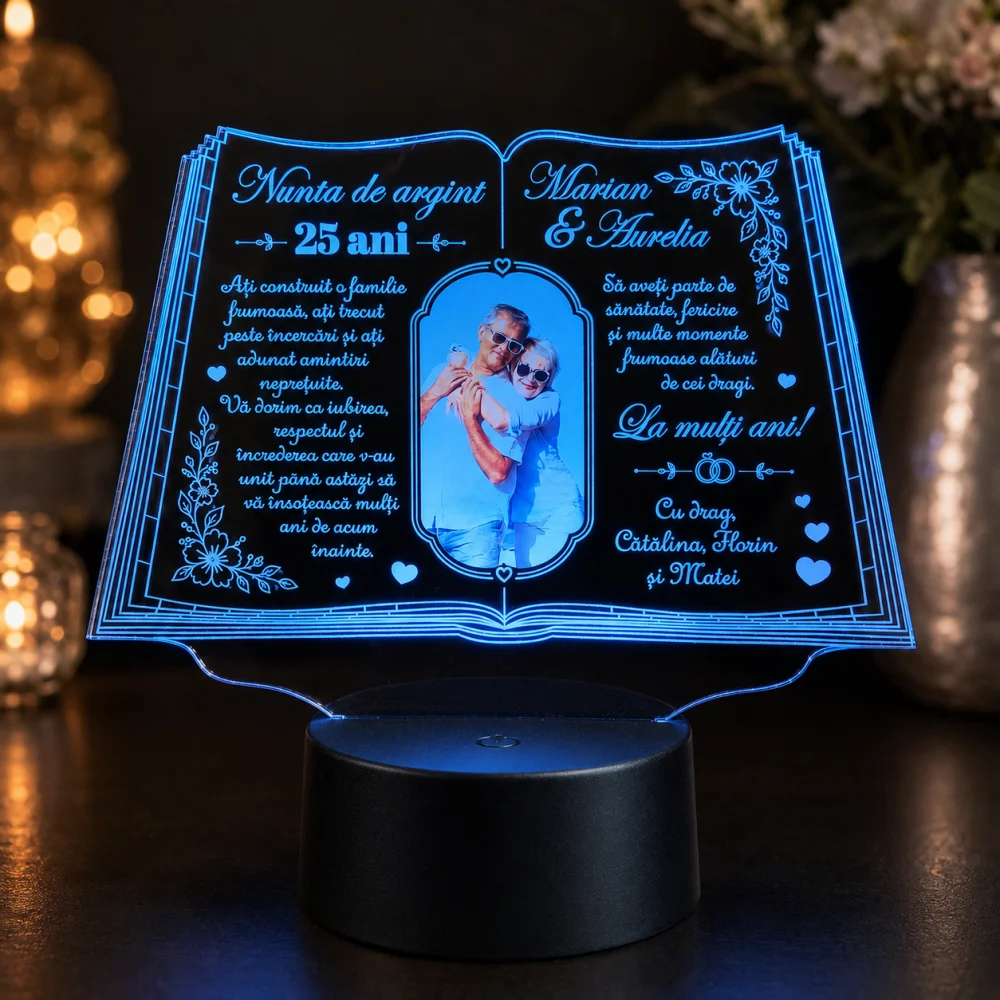 Cadou LED Nunta de argint 25 ani cu poza