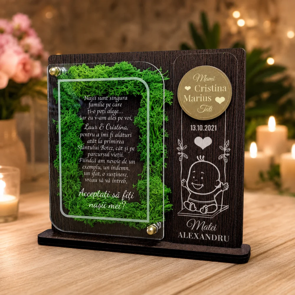 Trofeu personalizat licheni – Cerere de nasi botez