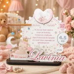 Trofeu personalizat printat – fetita (data nasterii, ora, greutate)