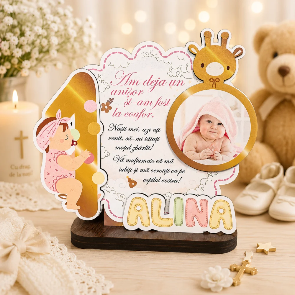 Trofeu personalizat printat – Multumire taiere mot (fetita)
