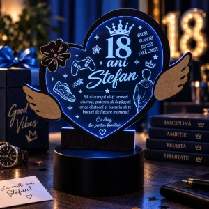 Lampă LED personalizată 18 ani pentru băiat
