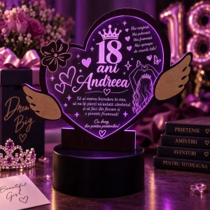 Lampă LED personalizată pentru majorat 18 ani