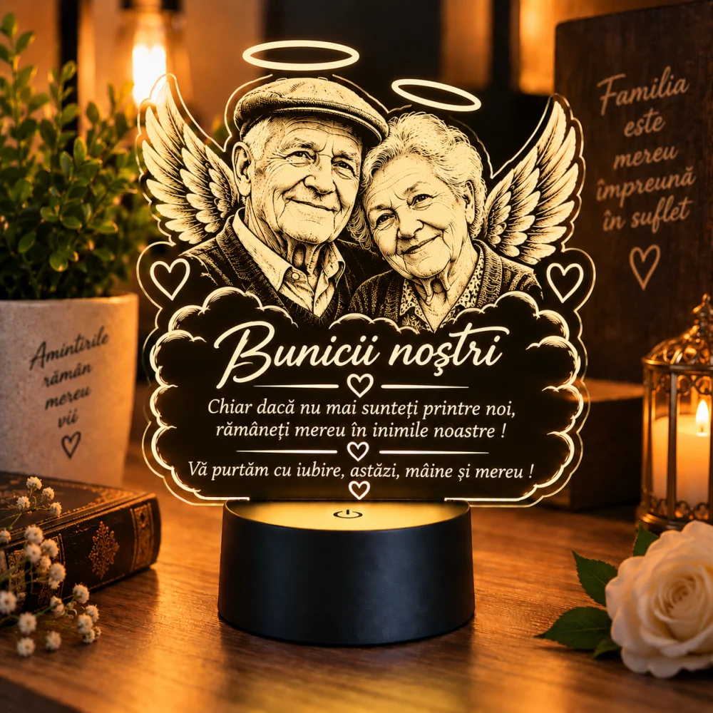 Lampă LED cu poză comemorativă pentru bunici