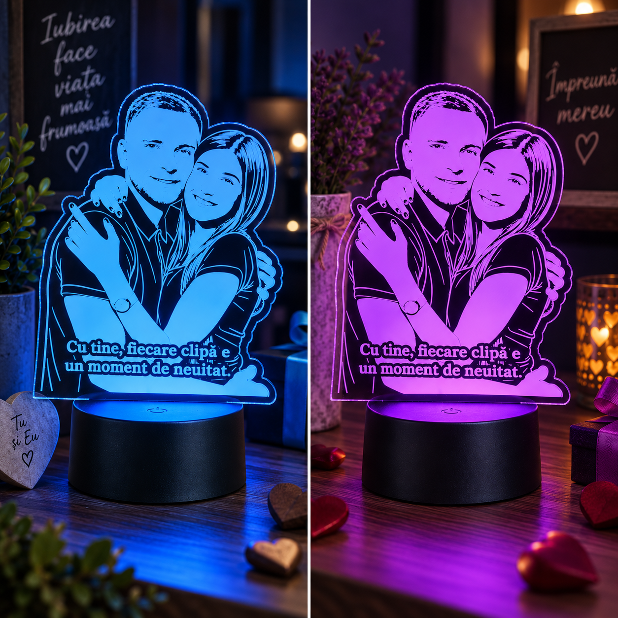 Lampă LED cu poză și mesaj personalizat 72955 Lampă LED cu poză și mesaj personalizat