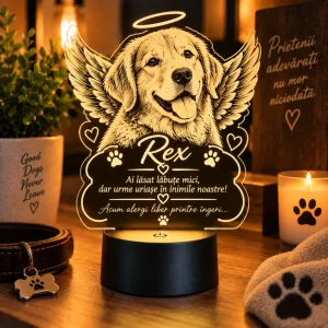 Lampă LED memorială personalizată pentru câine