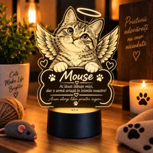 Lampă LED memorială personalizată pentru pisică