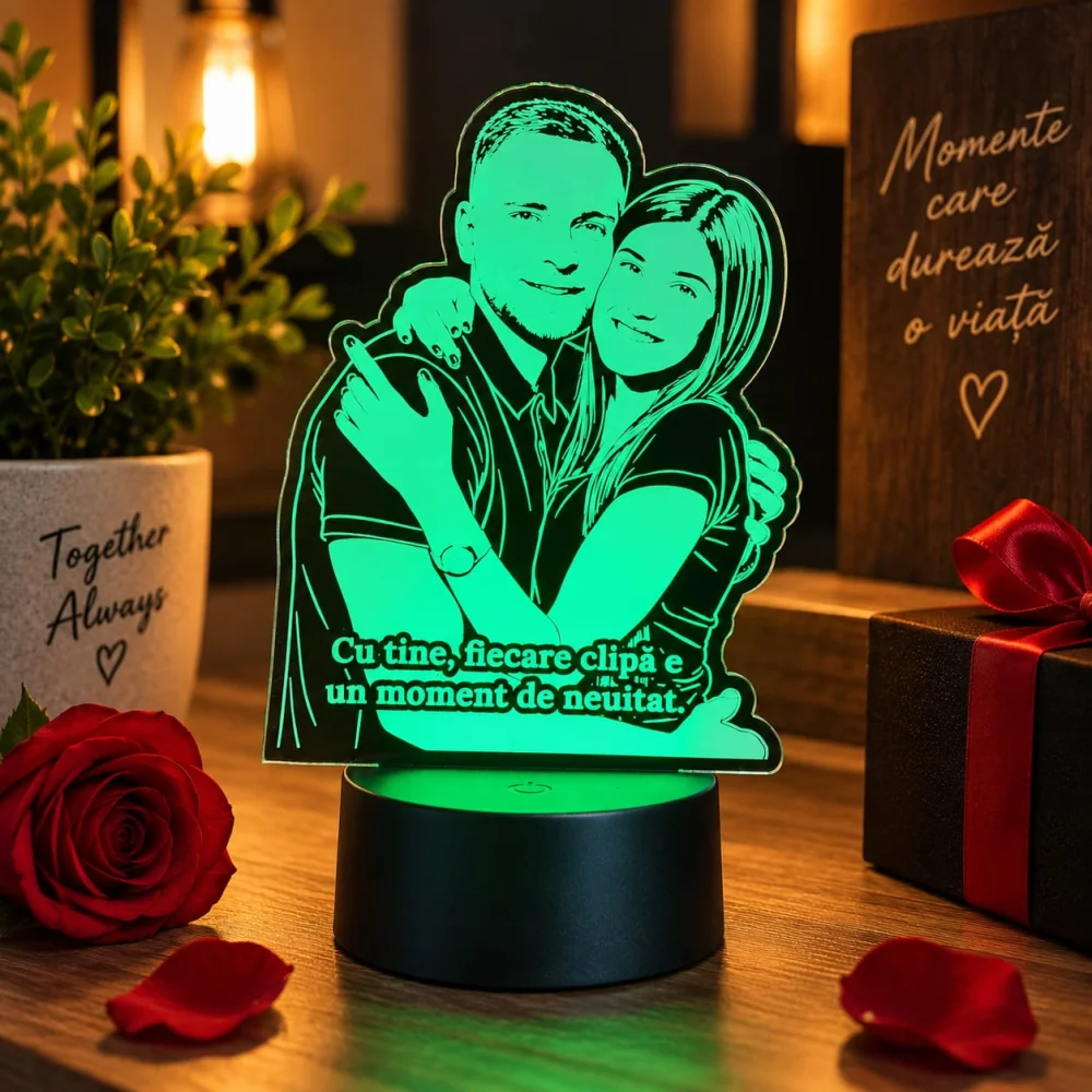 Lampă LED cu poză și mesaj personalizat