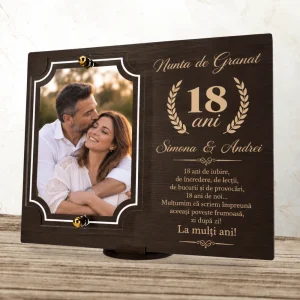Plachetă personalizată Nunta de Granat 18 ani
