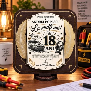 Plachetă aniversară 18 ani pentru frate, de la soră