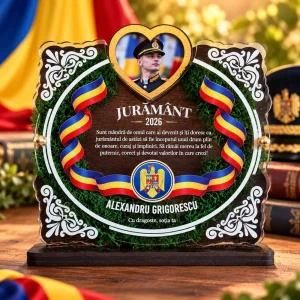 Trofeu personalizat cu licheni și poză pentru depunerea jurământului