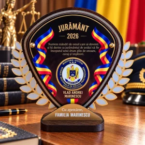 Trofeu personalizat pentru jurământ la școala de poliție penitenciară