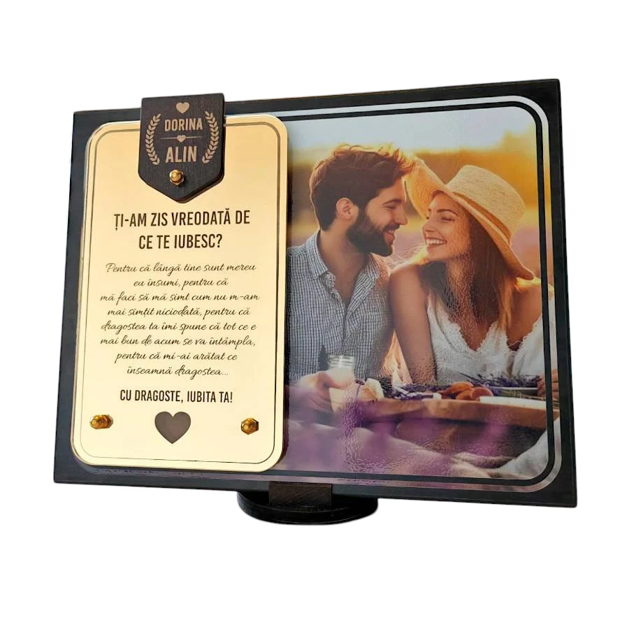 Placheta personalizata gold – Te iubesc