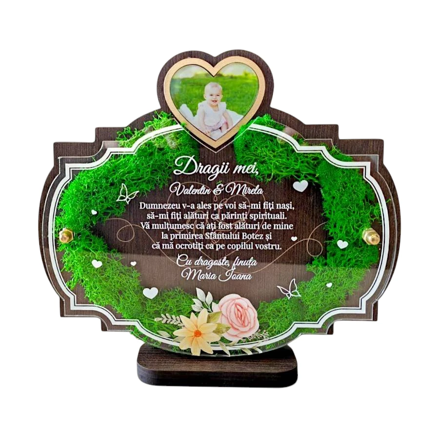 Trofeu personalizat pentru nasii de botez – Multumesc