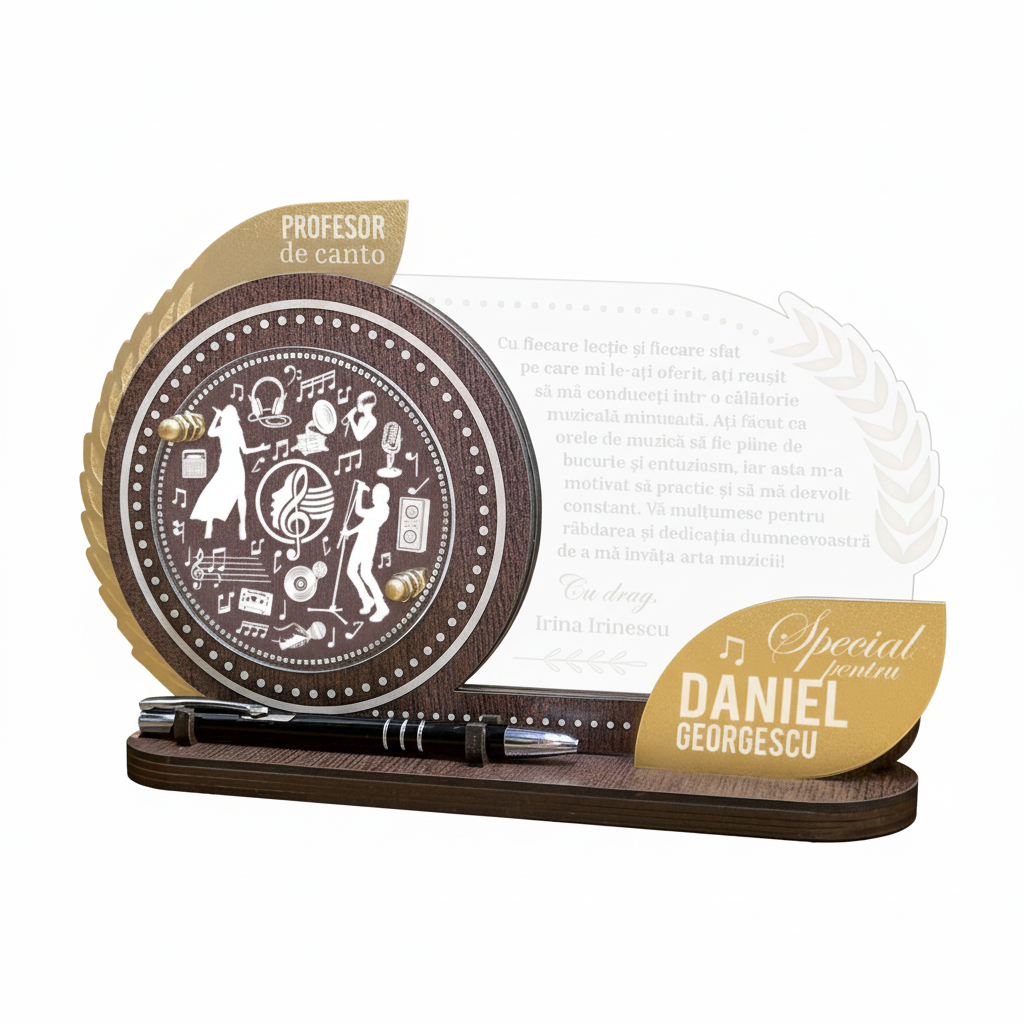 Trofeu Personalizat cu pix –  Cadou pentru profesor canto