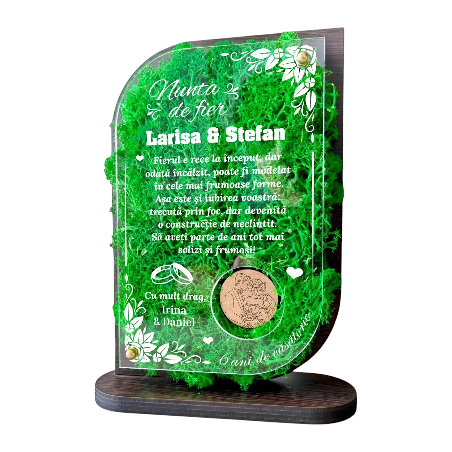Trofeu Personalizat cu Licheni – Nunta de fier