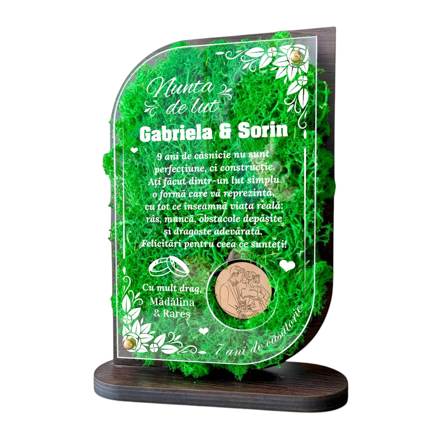 Trofeu Personalizat cu Licheni – Nunta de cupru