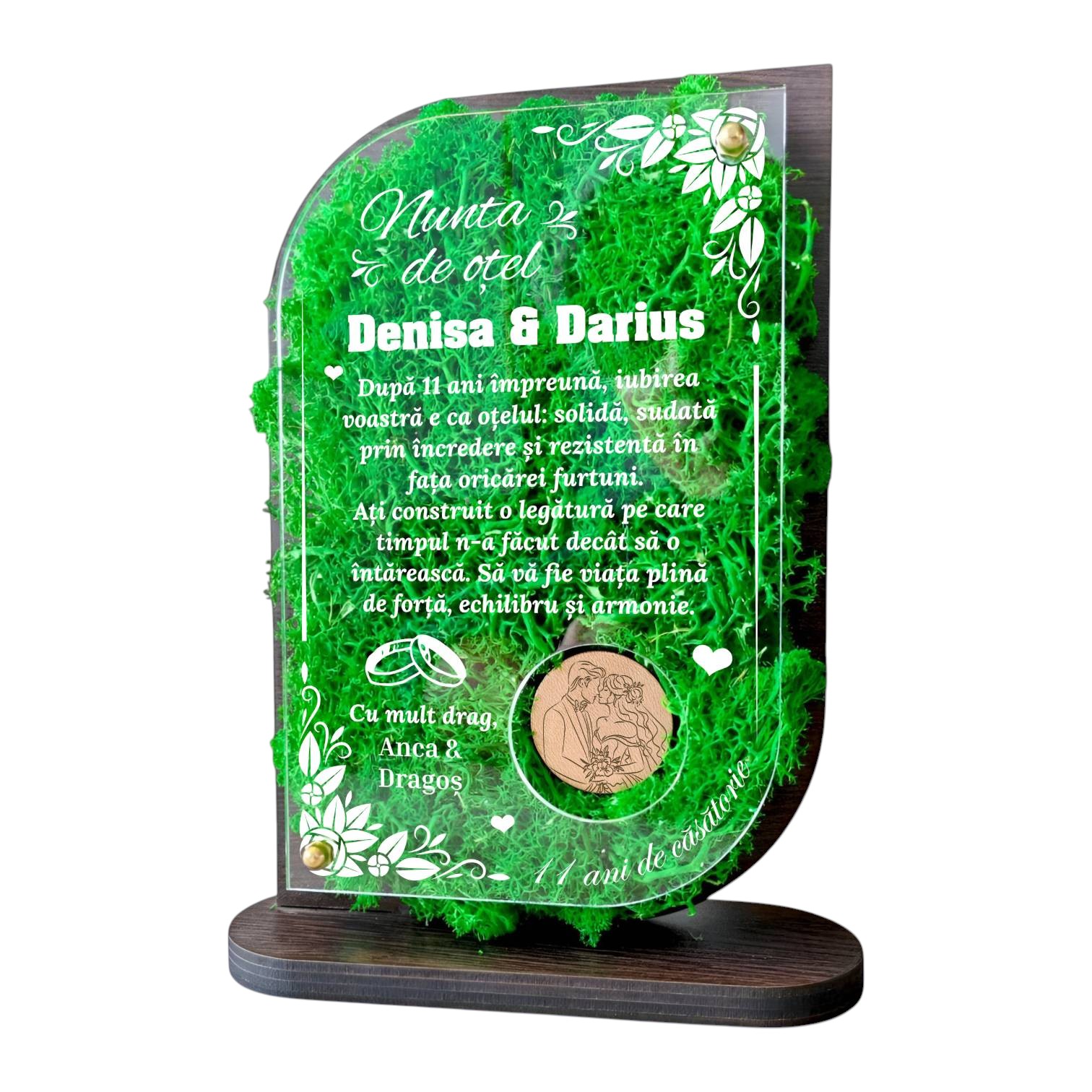 Trofeu Personalizat cu Licheni – Aniversare de Otel