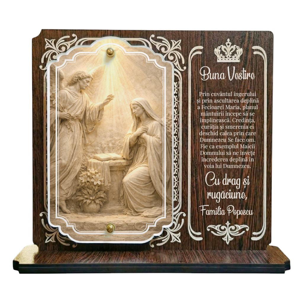 Trofeu Crestin Personalizat – Buna Vestire – Cadou Religios pentru Familie