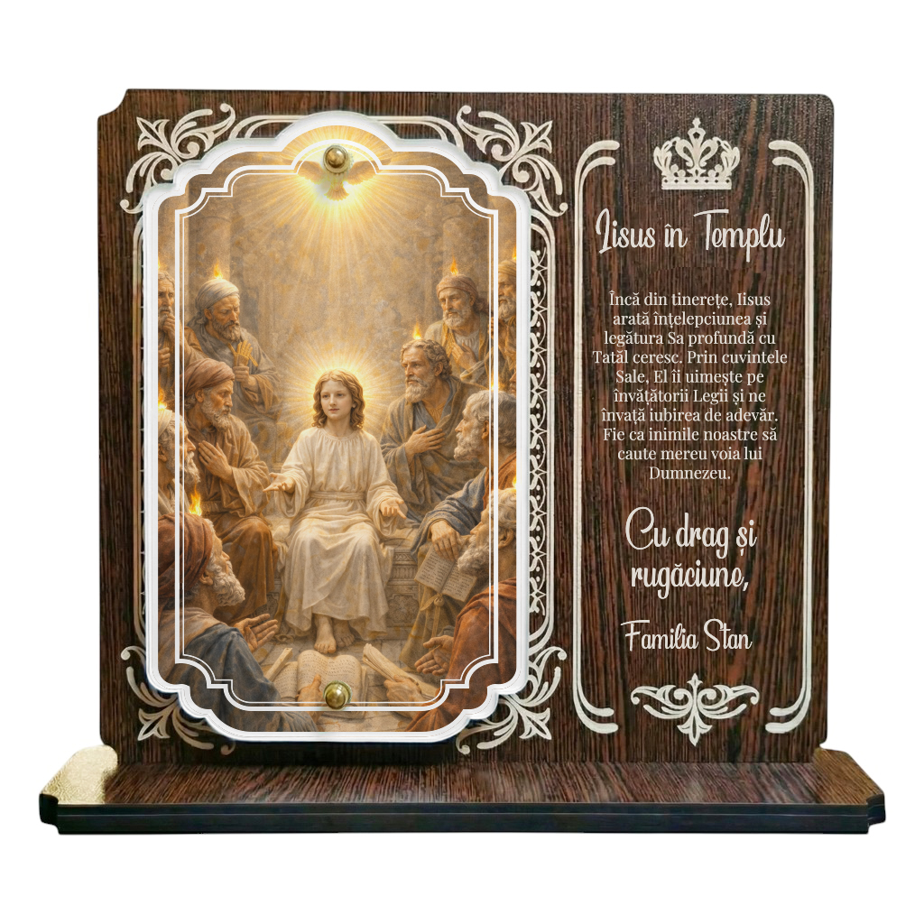 Trofeu Crestin Personalizat – Iisus in Templu – Cadou Religios Unic