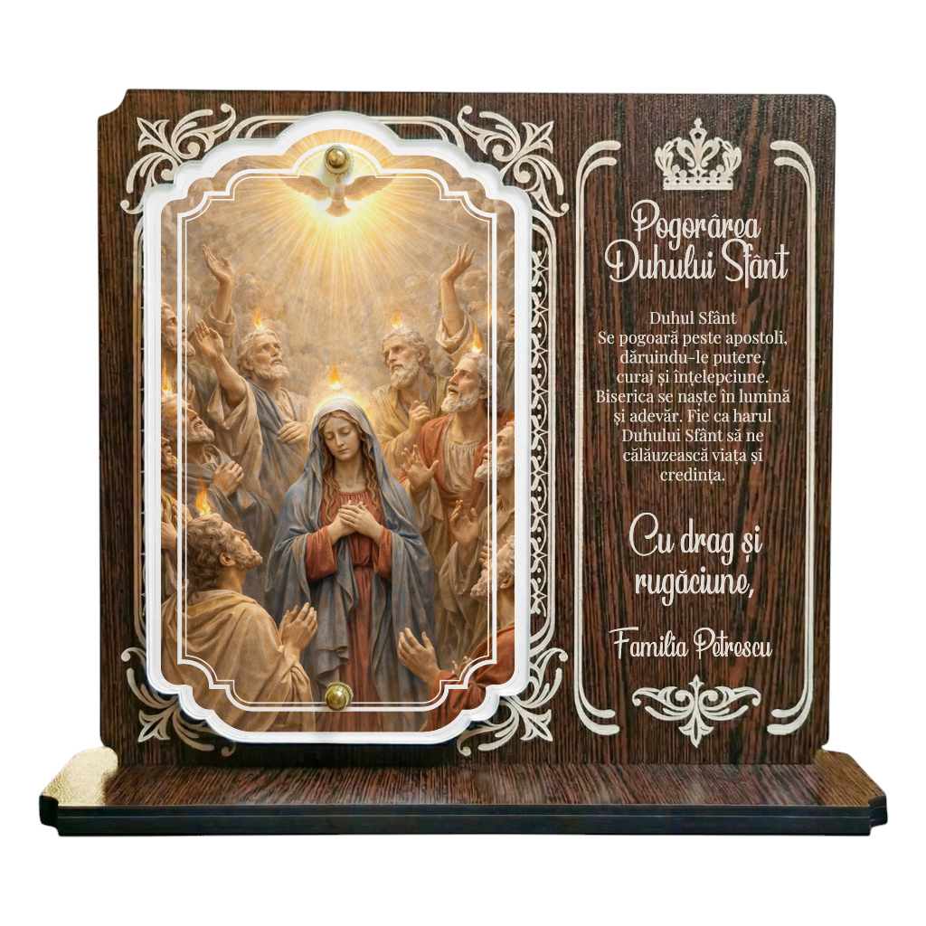 Trofeu Crestin Personalizat – Pogorarea Duhului Sfant | Cadou Religios Rusalii
