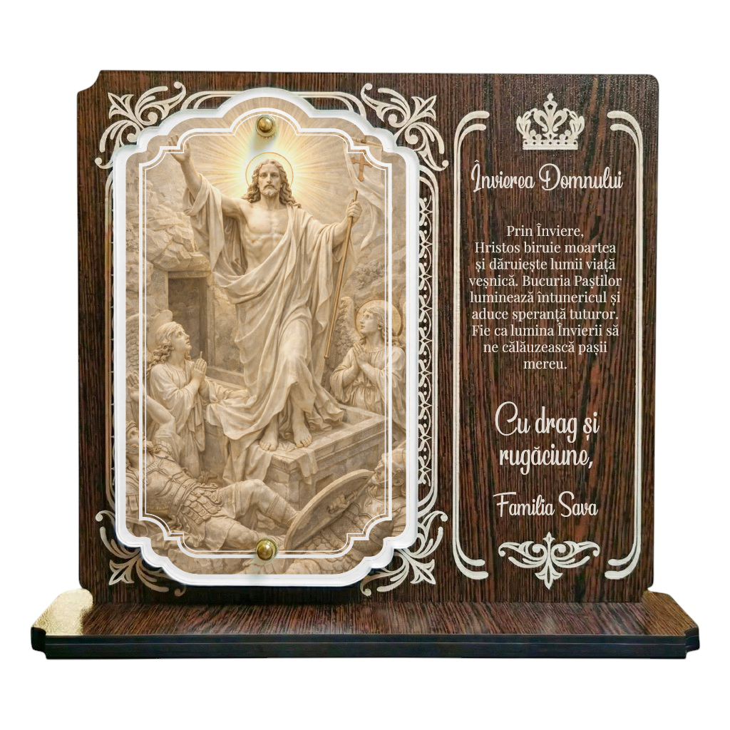 Trofeu Crestin Personalizat – Invierea Domnului | Cadou Religios de Paste