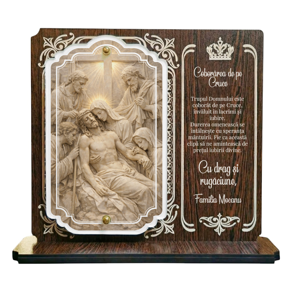 Trofeu Crestin Personalizat – Coborarea de pe Cruce | Cadou Biblic