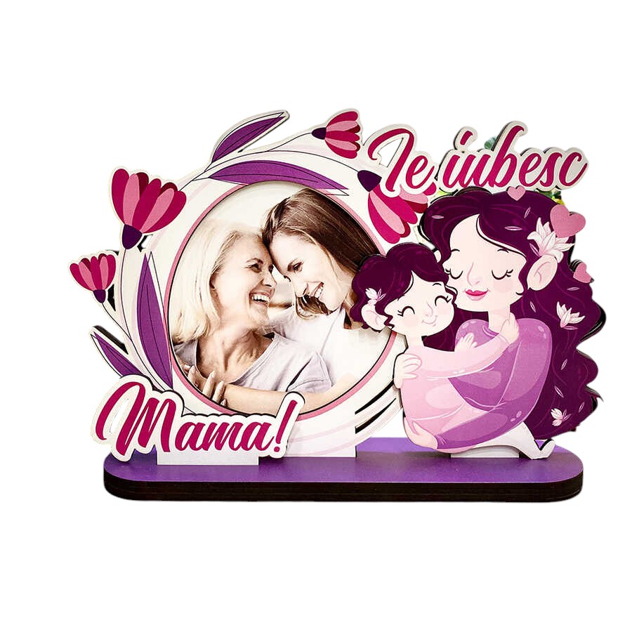 Trofeu Personalizat Printat- Te iubesc, mama! - Fundal Alb