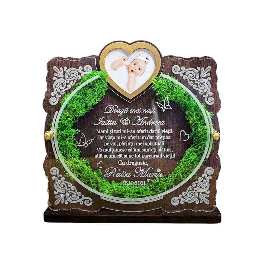 Trofeu Personalizat cu Licheni – Pentru nasii de botez