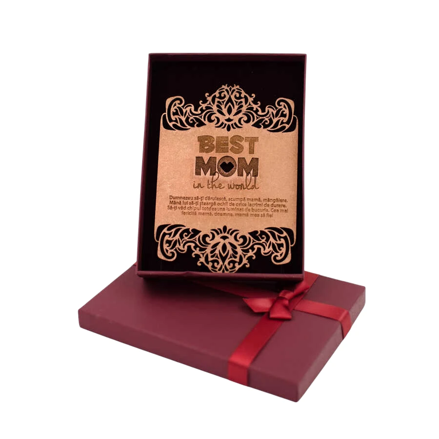 Felicitare din lemn personalizata – Best Mom in the world
