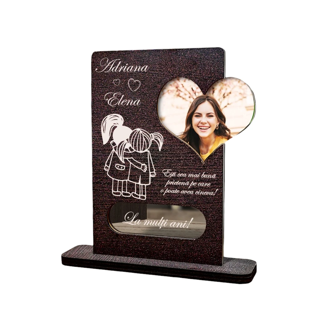 Personalizare trofeu – Inima pentru prietena (Poza si mesaj)