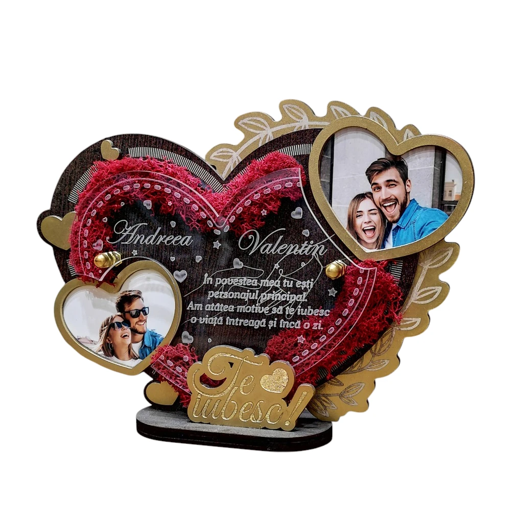 Trofeu personalizat cu Licheni – Cadou indragostiti inimioare