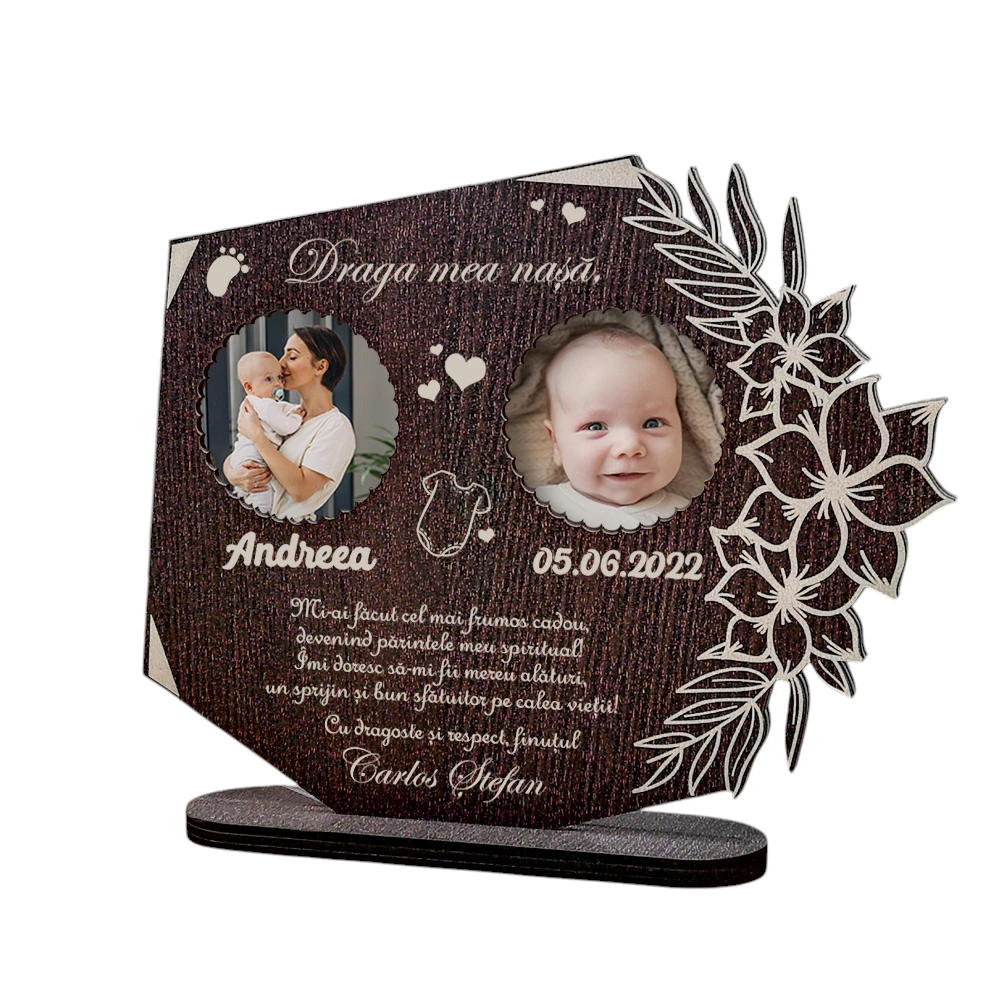 Trofeu Personalizat – Multumire Nasa Botez cu doua poze - Fundal Alb