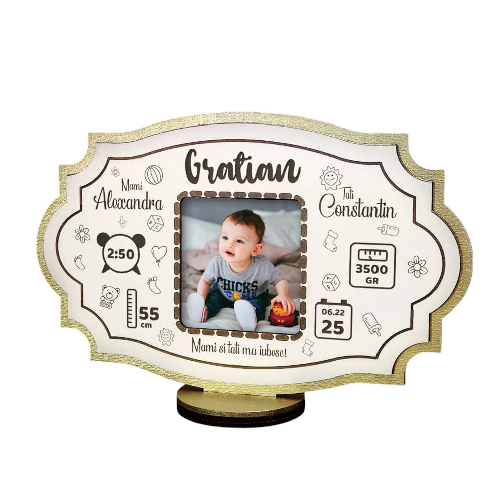Rama foto personalizata – Bebe - Fundal Alb