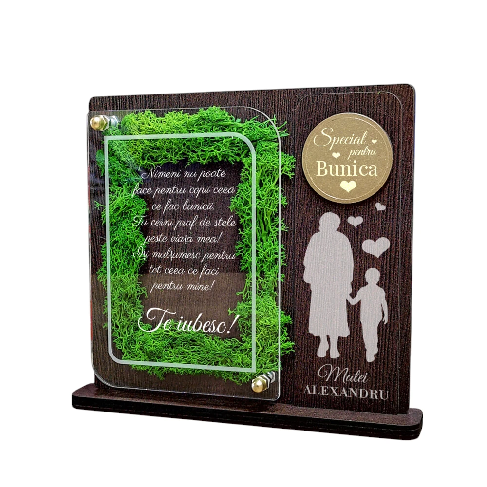 Trofeu personalizat cu licheni – Pentru bunica de la nepot