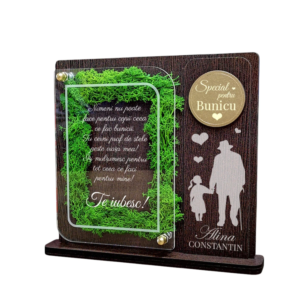 Trofeu personalizat cu licheni – Pentru bunic de la nepoata