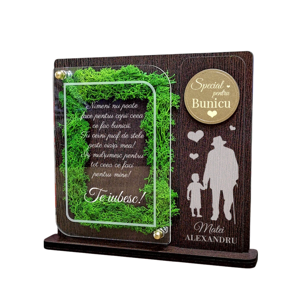 Trofeu personalizat cu licheni – Pentru bunic de la nepot
