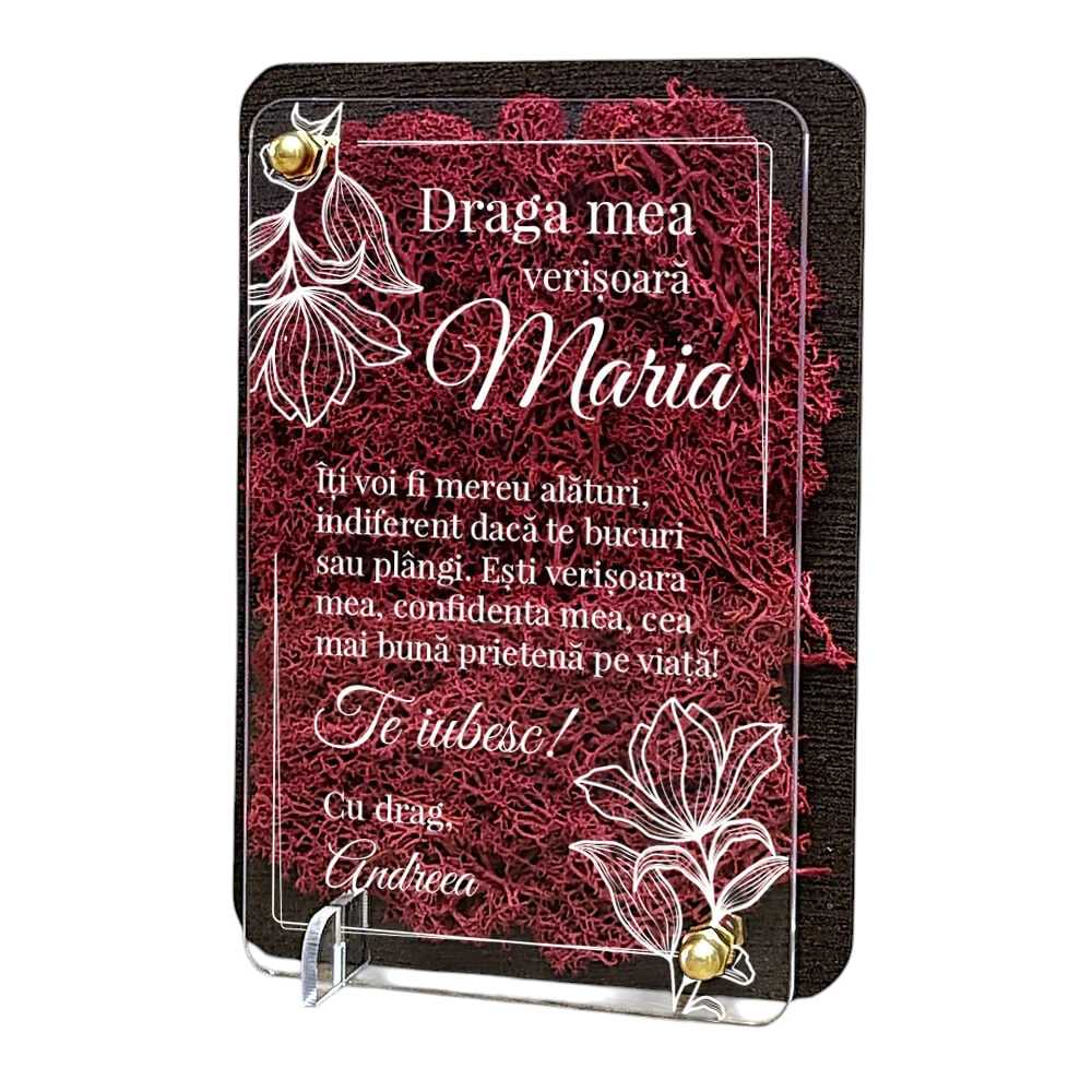 Felicitare cu licheni – Special pentru verisoara