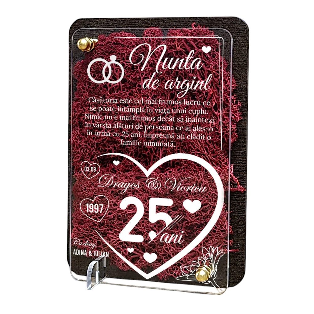 Felicitare cu licheni – Aniversare nunta de argint 25 ani