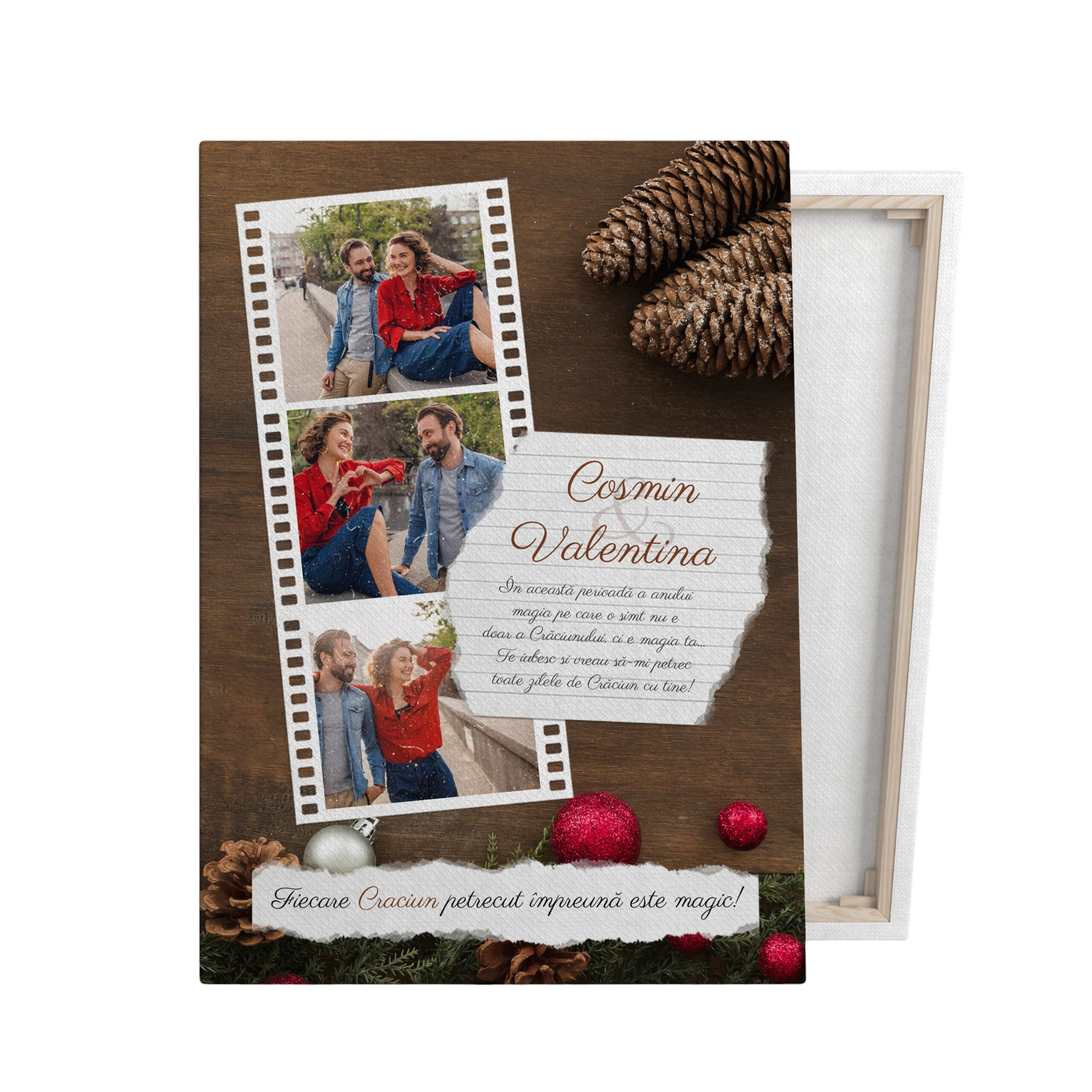 Tablou panza pentru indragostiti de Crăciun – 3 poze - Fundal Alb