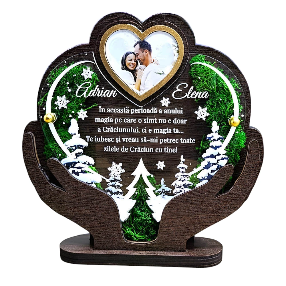 Trofeu personalizat cu licheni – Inima mea de Craciun