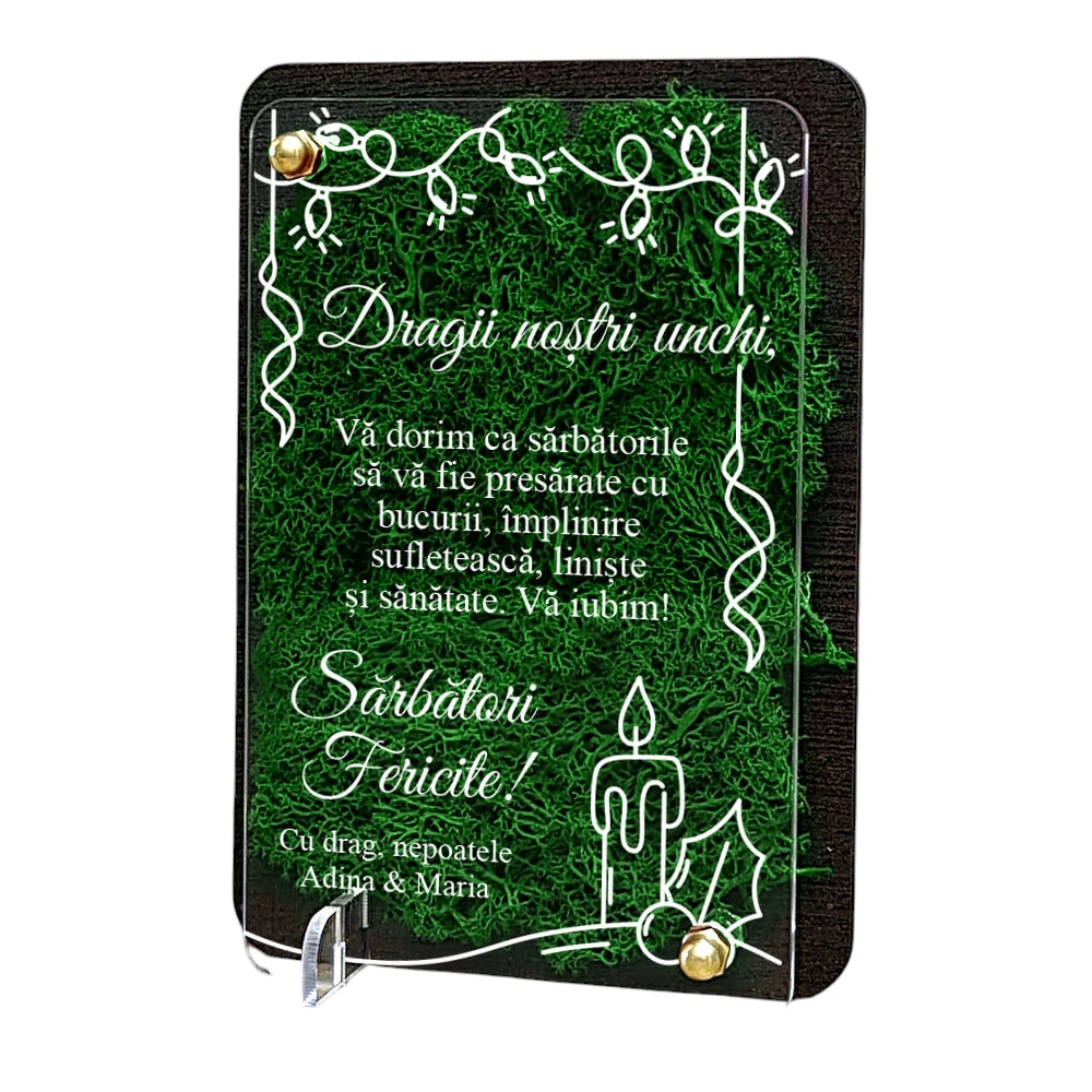 Felicitare cu licheni de Craciun – pentru unchi